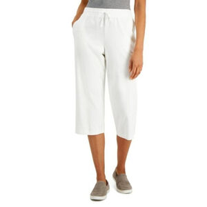 Karen Scott Knit Capri Pull on White Capri Jogger / Sweat Pants NWT